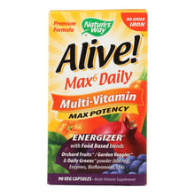 Load image into Gallery viewer, Nature's Way - Alive! Max6 Daily Multi-vitamin - Max Potency - No Iron Added - 90 Veg Capsules