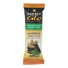 Load image into Gallery viewer, Raw Revolution Glo Dark Chocolate Bar - Cashew And Mint - Case Of 12 - 1.6 Oz.