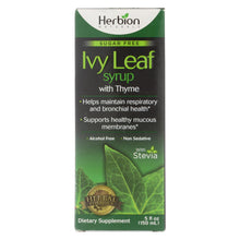 Load image into Gallery viewer, Herbion Naturals Sugar Free Ivy Leaf Syrup With Thyme Dietary Supplement - 1 Each - 5 Oz
