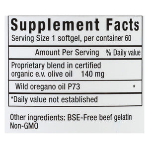 North American Herb And Spice Oreganol Oil Of Wild Oregano - 60 Gelatin Capsules