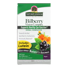 Load image into Gallery viewer, Nature's Answer - Bilberry Vision Complex Plus Lutein - 60 Vegetarian Capsules
