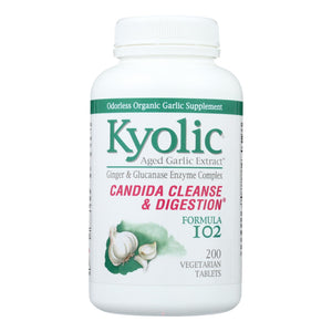 Kyolic - Aged Garlic Extract Candida Cleanse And Digestion Formula 102 - 200 Vegetarian Tablets