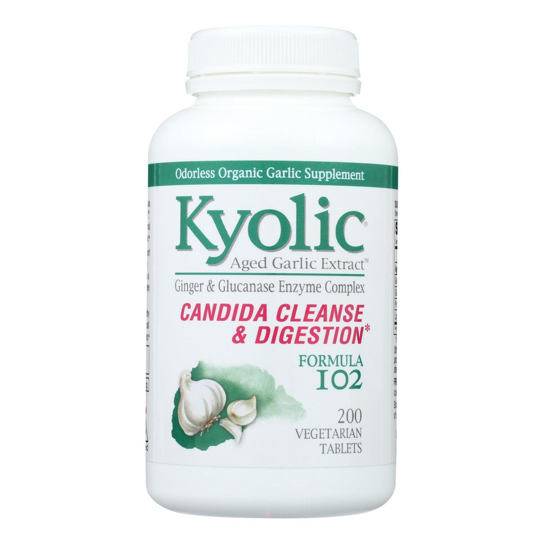 Kyolic - Aged Garlic Extract Candida Cleanse And Digestion Formula 102 - 200 Vegetarian Tablets