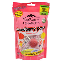 Load image into Gallery viewer, Yummy Earth Organic Standup Lollipops Strawberry Smash - 3 Oz - Case Of 6
