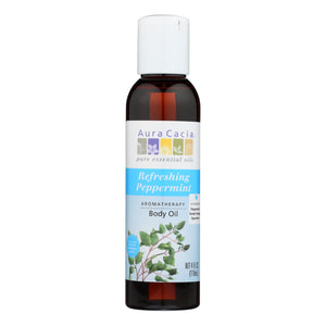 Aura Cacia - Aromatherapy Bath Body And Massage Oil Peppermint Harvest - 4 Fl Oz