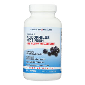 American Health - Acidophilus And Bifidus Chewable Blueberry - 100 Wafers