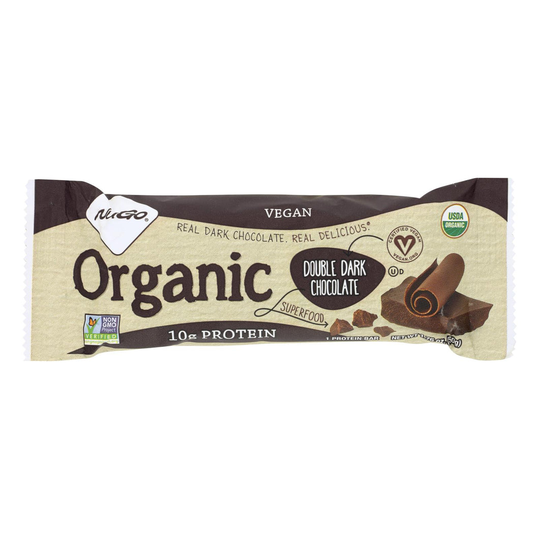 Nugo Nutrition Bar - Organic Double Dark Chocolate - 1.76 Oz - Case Of 12