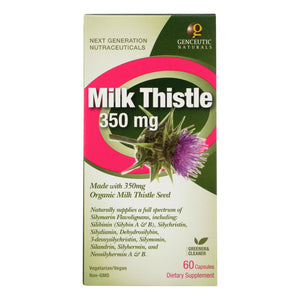 Genceutic Naturals Organic Milk Thistle - 350 Mg - 60 Capsules