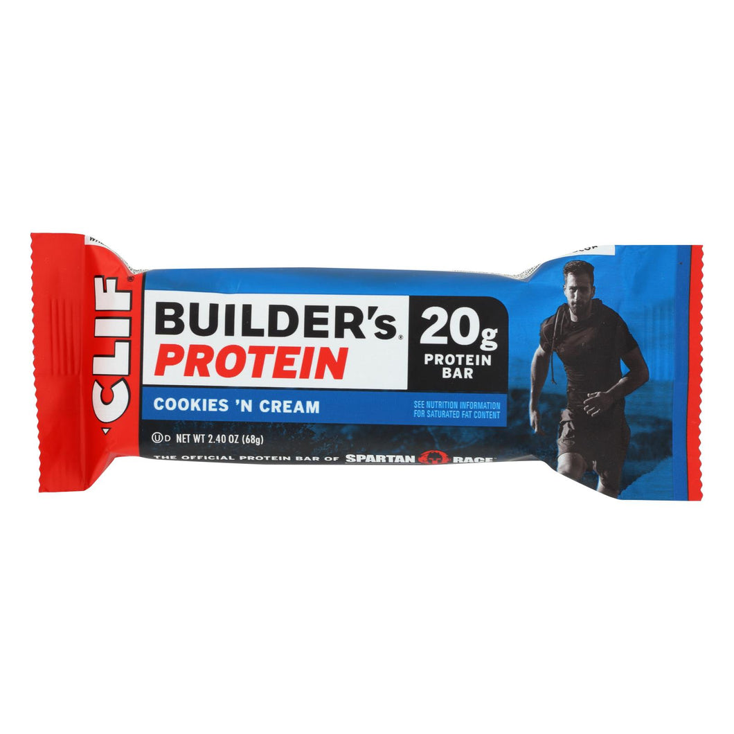 Clif Bar Builder Bar - Cookies And Cream - Case Of 12 - 2.4 Oz