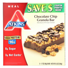 Load image into Gallery viewer, Atkins Advantage Bar Chocolate Chip Granola - 5 Bars
