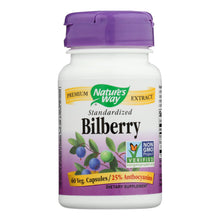 Load image into Gallery viewer, Nature's Way - Standardized Bilberry - 60 Capsules
