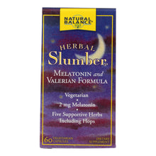 Load image into Gallery viewer, Natural Balance Herbal Slumber Melatonin And Valerian Formula - 60 Capsules
