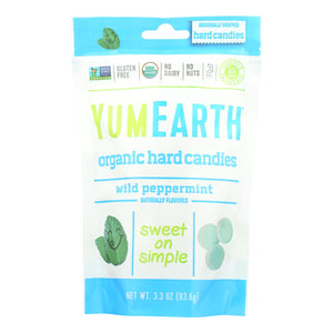 Yummy Earth Organic Candy Drops Wild Peppermint - 3.3 Oz - Case Of 6