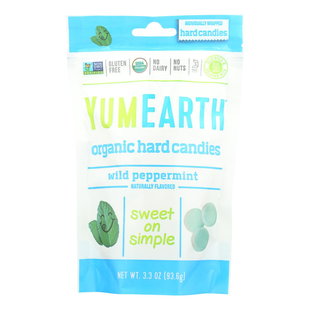 Yummy Earth Organic Candy Drops Wild Peppermint - 3.3 Oz - Case Of 6