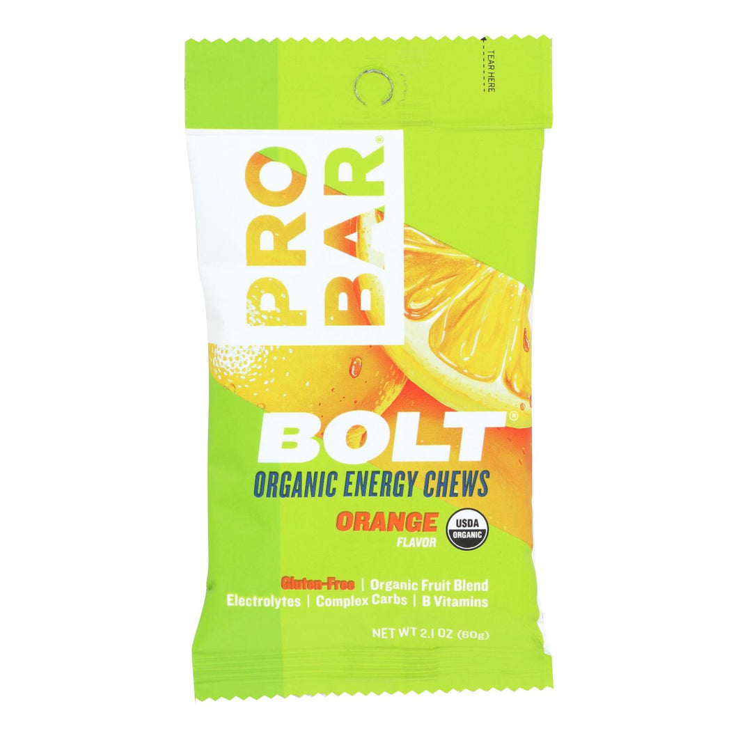 Probar Bolt Energy Chews - Organic Orange - 2.1 Oz - Case Of 12