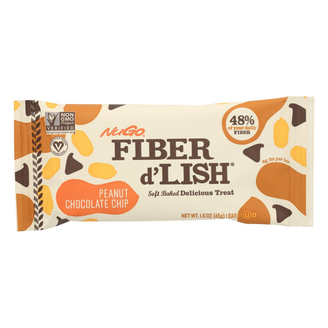 Nugo Nutrition Bar - Fiber Dlish - Peanut Chocolate Chip - 1.6 Oz Bars - Case Of 16