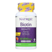 Load image into Gallery viewer, Natrol Biotin - Fast Dissolve - Strawberry - 10000 Mcg - 60 Tablets
