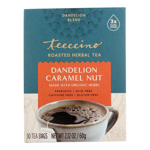 Teeccino Coffee Tee Bags - Organic - Dandelion Caramel Nut Herbal - 10 Bags