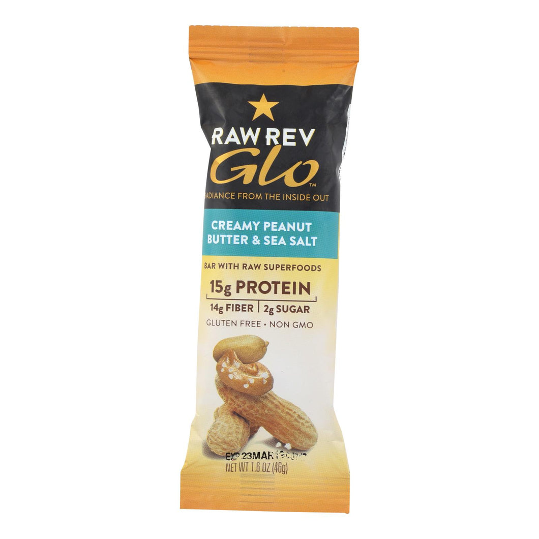 Raw Revolution Glo Bar - Creamy Peanut Butter And Sea Salt - 1.6 Oz - Case Of 12