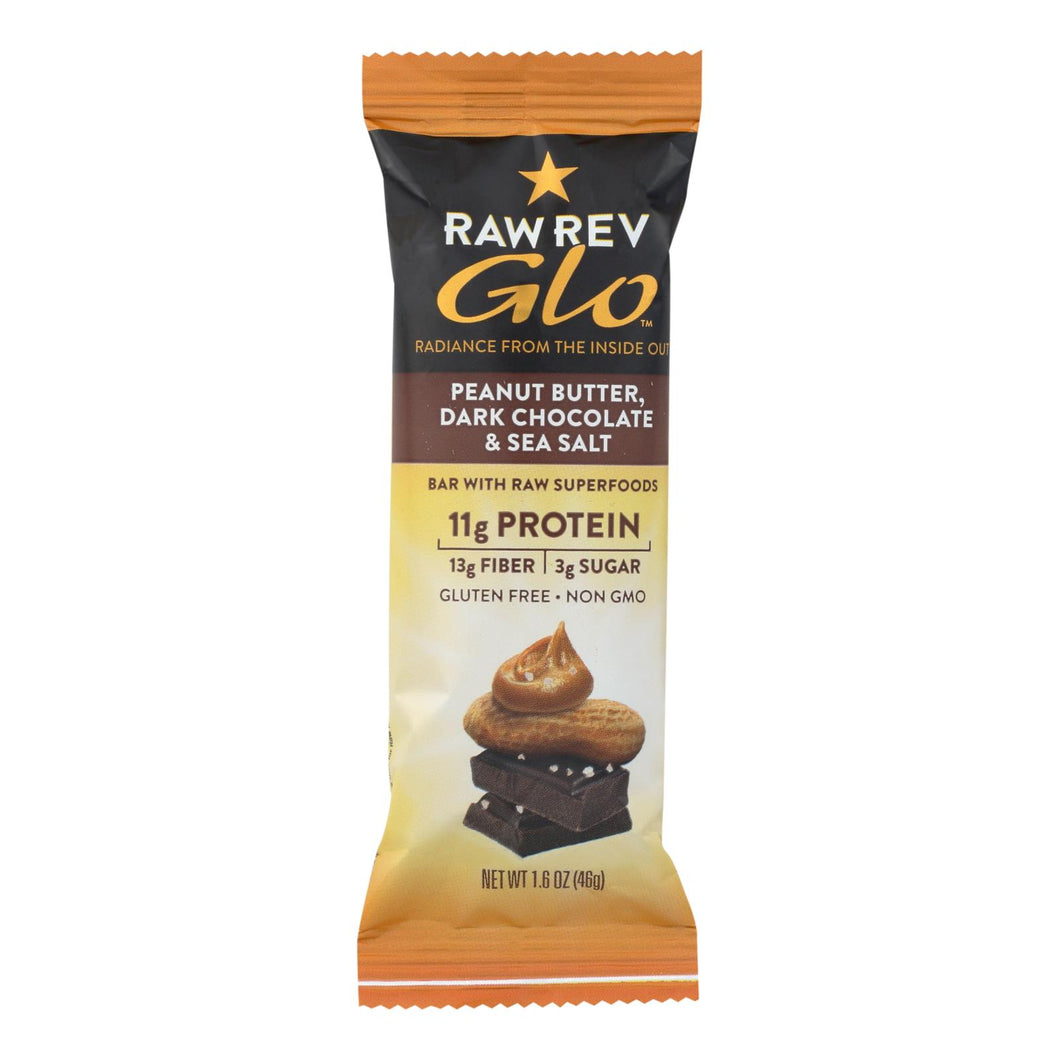 Raw Revolution Glo Bar - Peanut Butter Dark Chocolate And Sea Salt - 1.6 Oz - Case Of 12