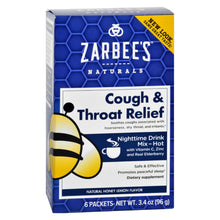 Load image into Gallery viewer, Zarbee's Cough And Throat Relief Drink Mix - Nighttime Supplement - 6 Packets
