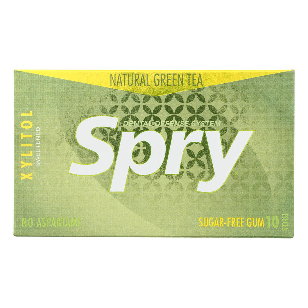 Spry Xylitol Gum - Green Tea - Case Of 20 - 10 Count