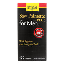 Load image into Gallery viewer, Natural Balance - Saw Palmetto Plus - For Men - 100 Vegetarian Capsules
