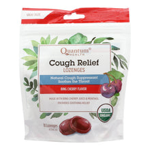 Load image into Gallery viewer, Quantum Research Organic Cough Relief Lozenges - Bing Cherry - 18 Count
